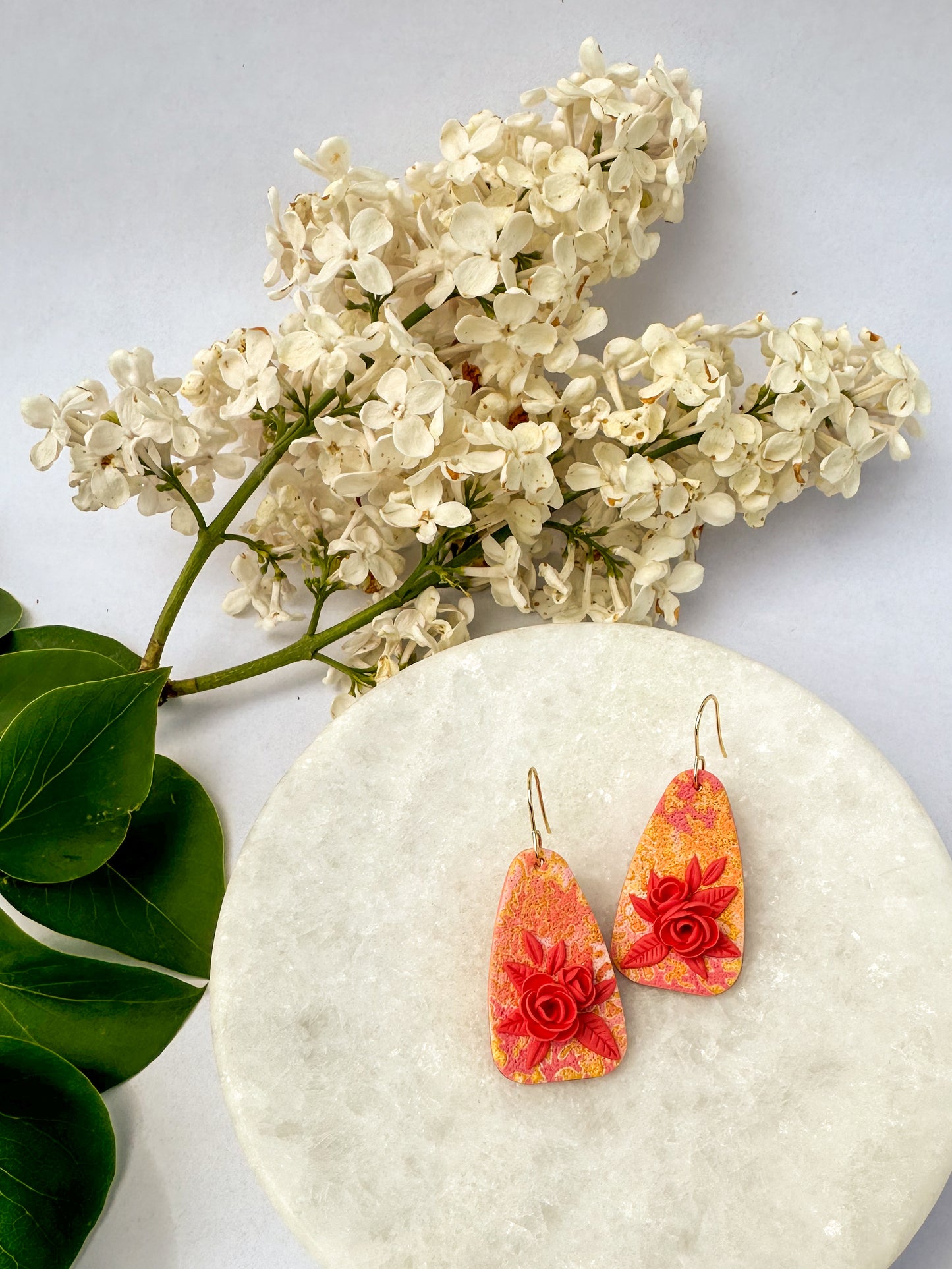 Michaela | Polymer Clay Earrings | Peachy Garden Blooms