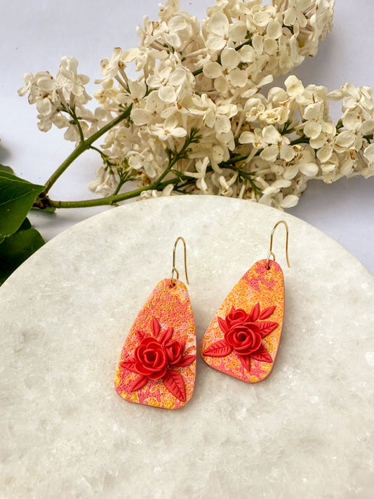 Michaela | Polymer Clay Earrings | Peachy Garden Blooms