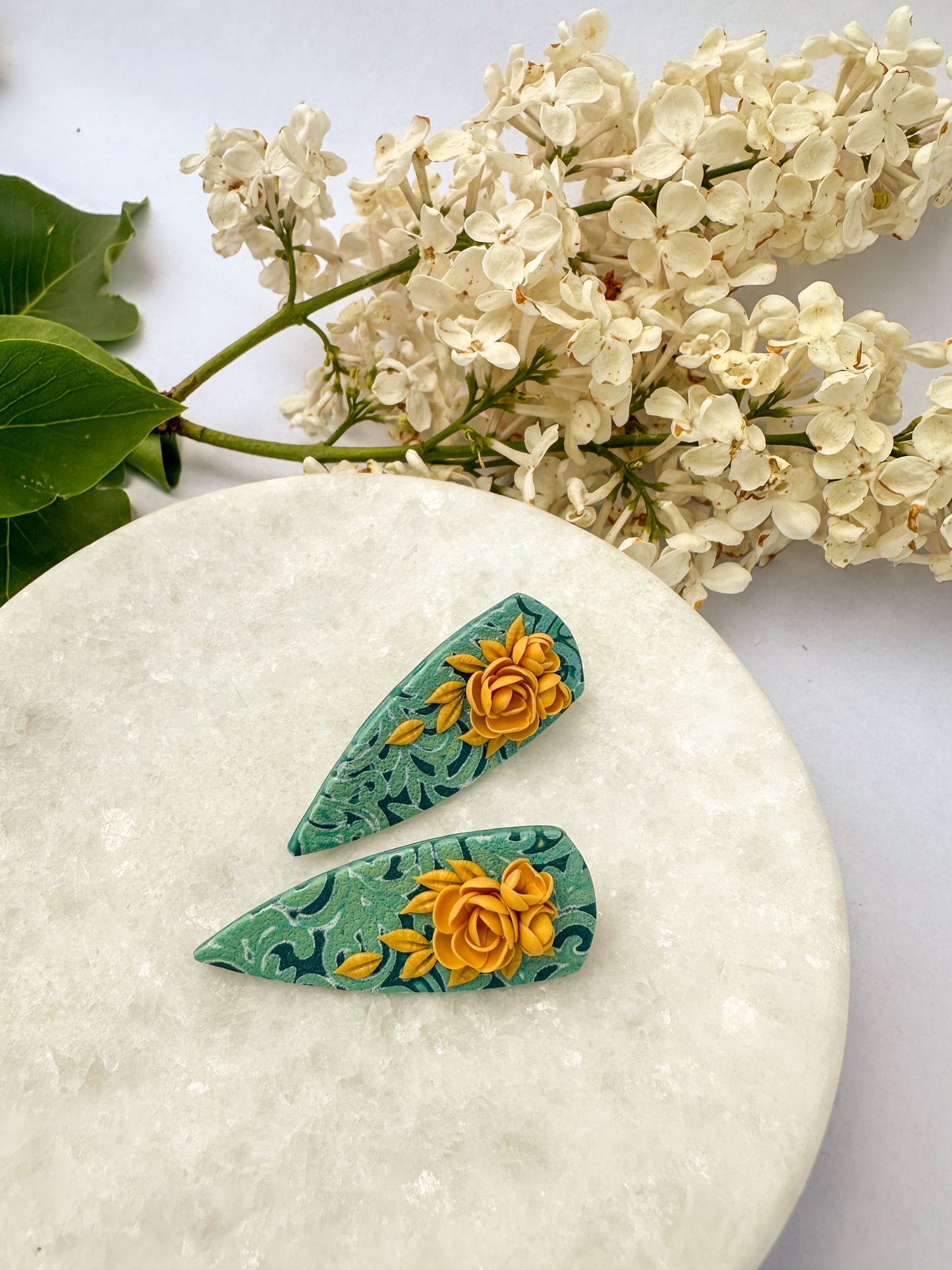 Dagger Studs | Polymer Clay Earrings | Teal Garden