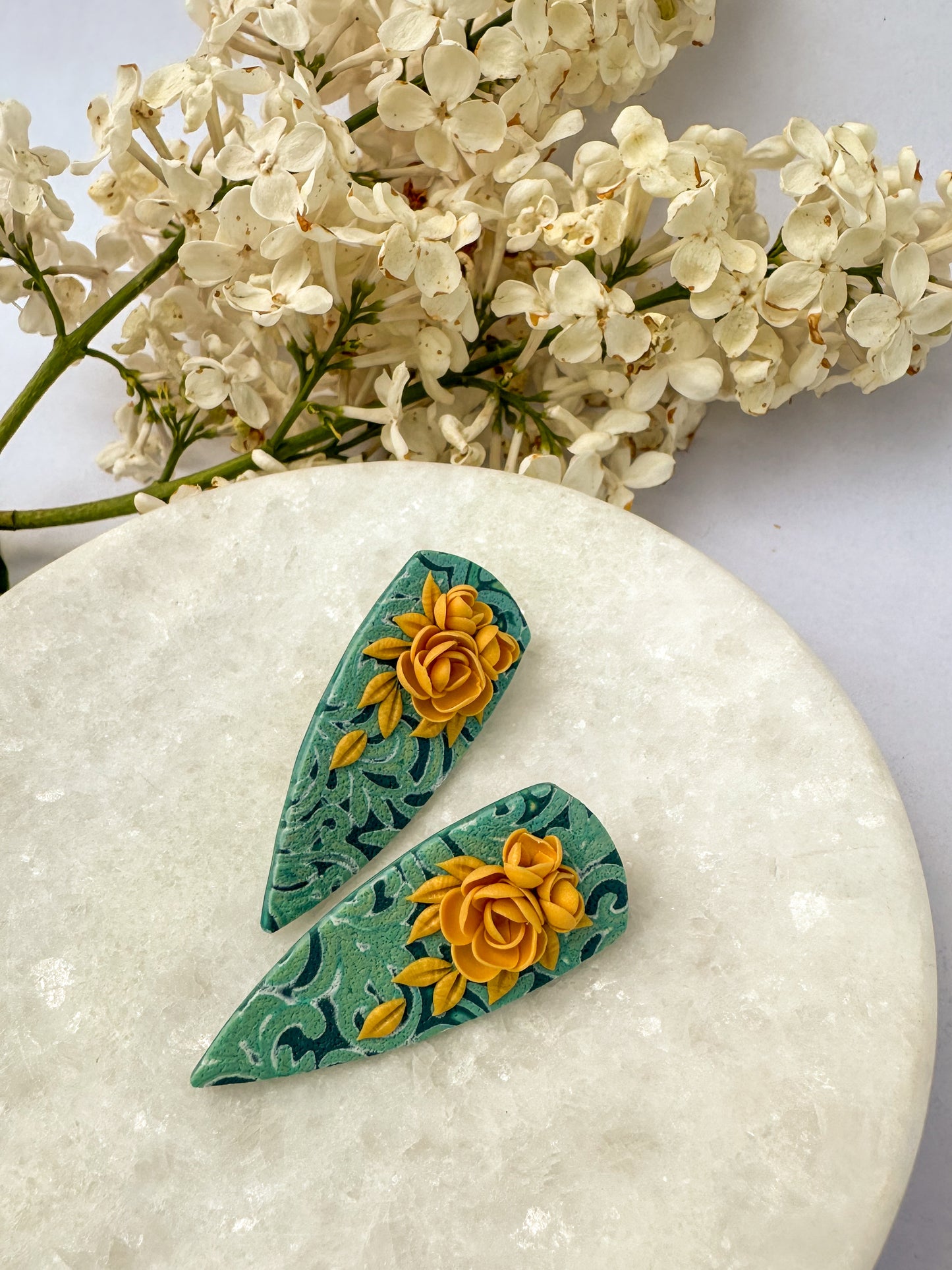 Dagger Studs | Polymer Clay Earrings | Teal Garden