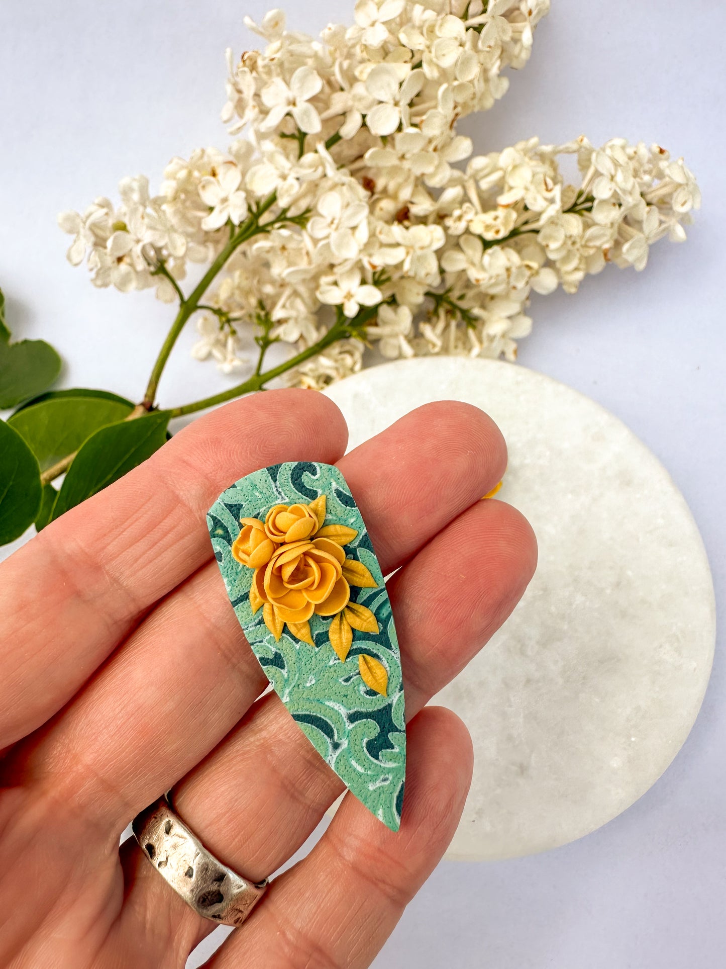 Dagger Studs | Polymer Clay Earrings | Teal Garden