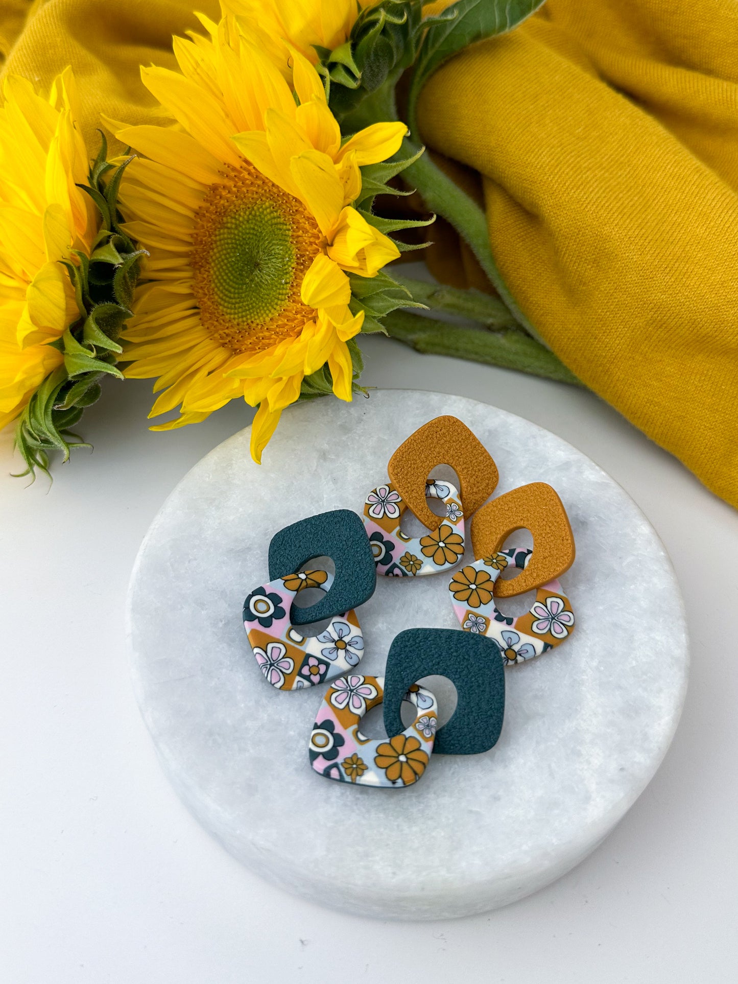 The Square Links Earring | The Patchwork Petals Collection