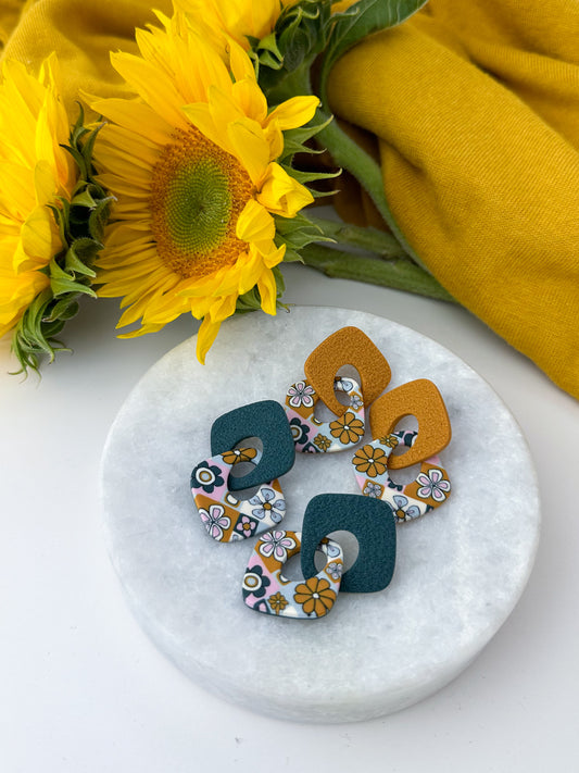 The Square Links Earring | The Patchwork Petals Collection